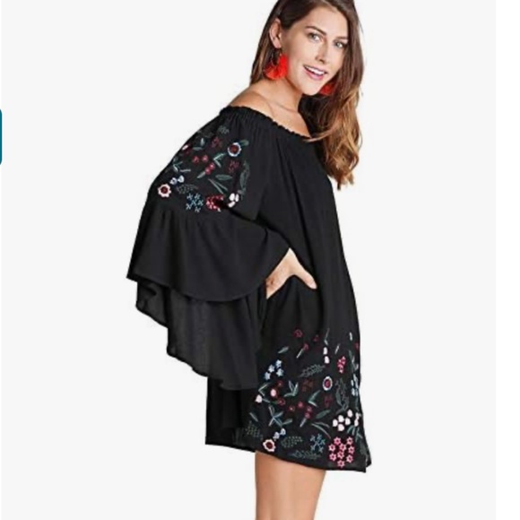 Umgee Women's Off The Shoulder Floral Embroidered Mini Dress - Picture 3 of 4